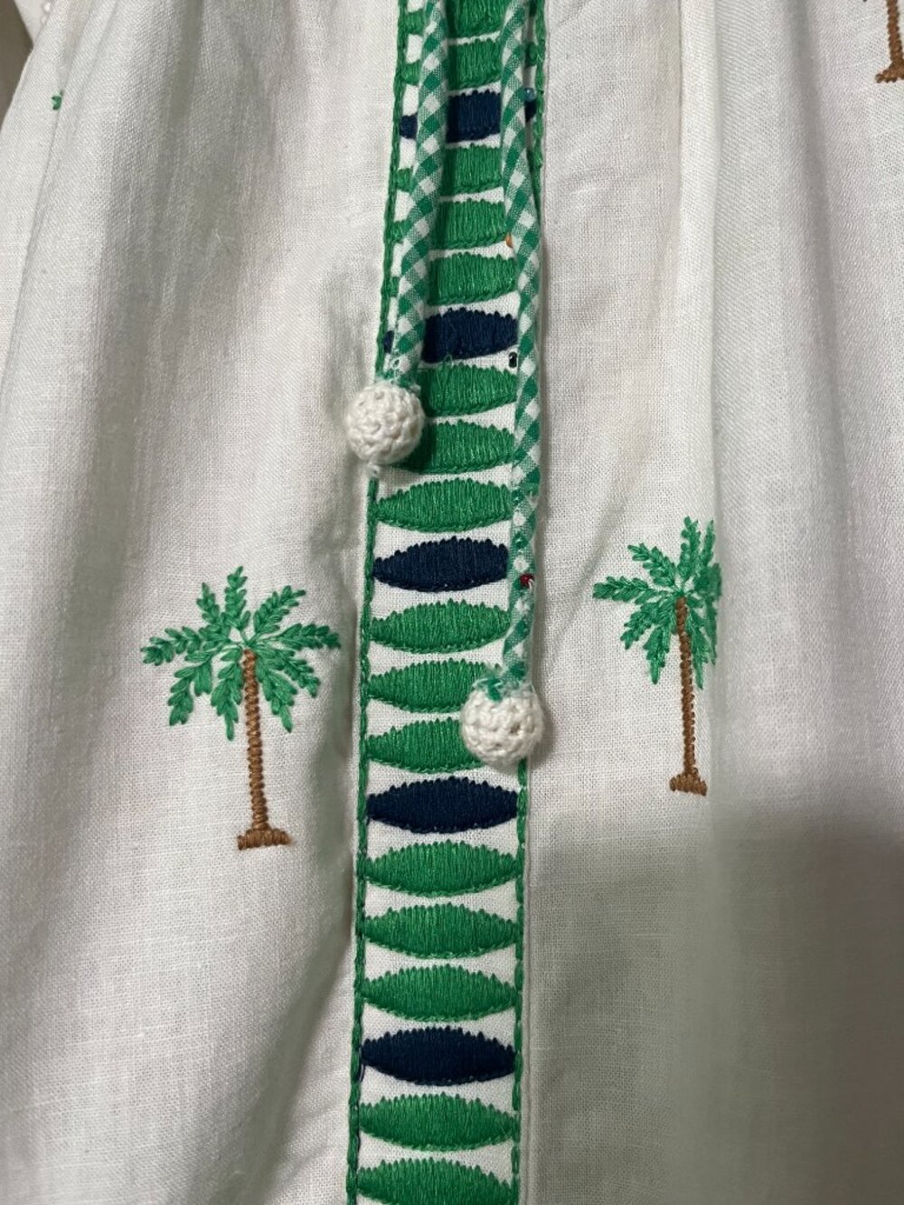 FARM Rio Embroidered Palm Tree Gingham Green White Maxi Dress - Picture 4 of 12